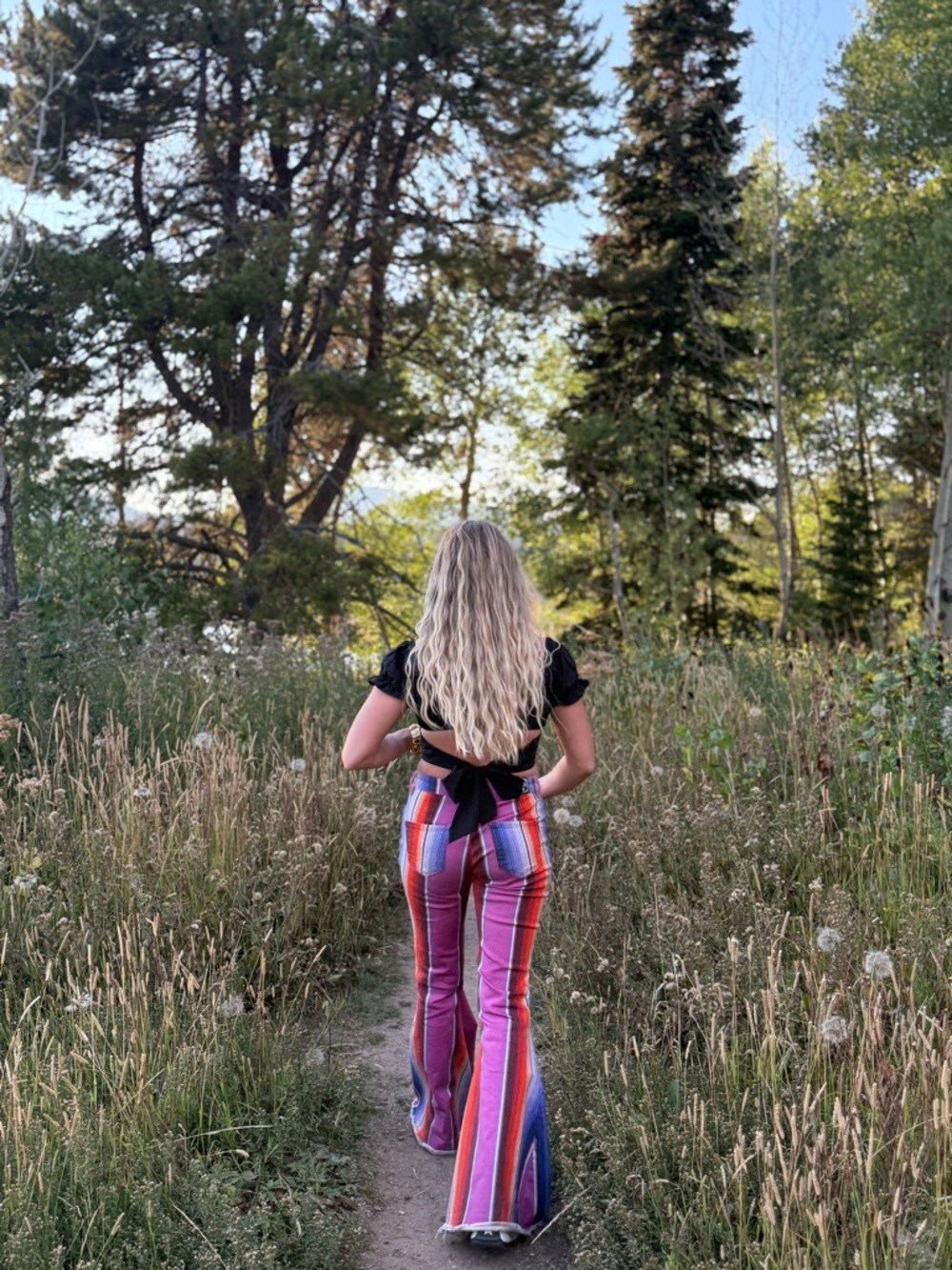Striped High-Rise bell bottom multicolored Pants